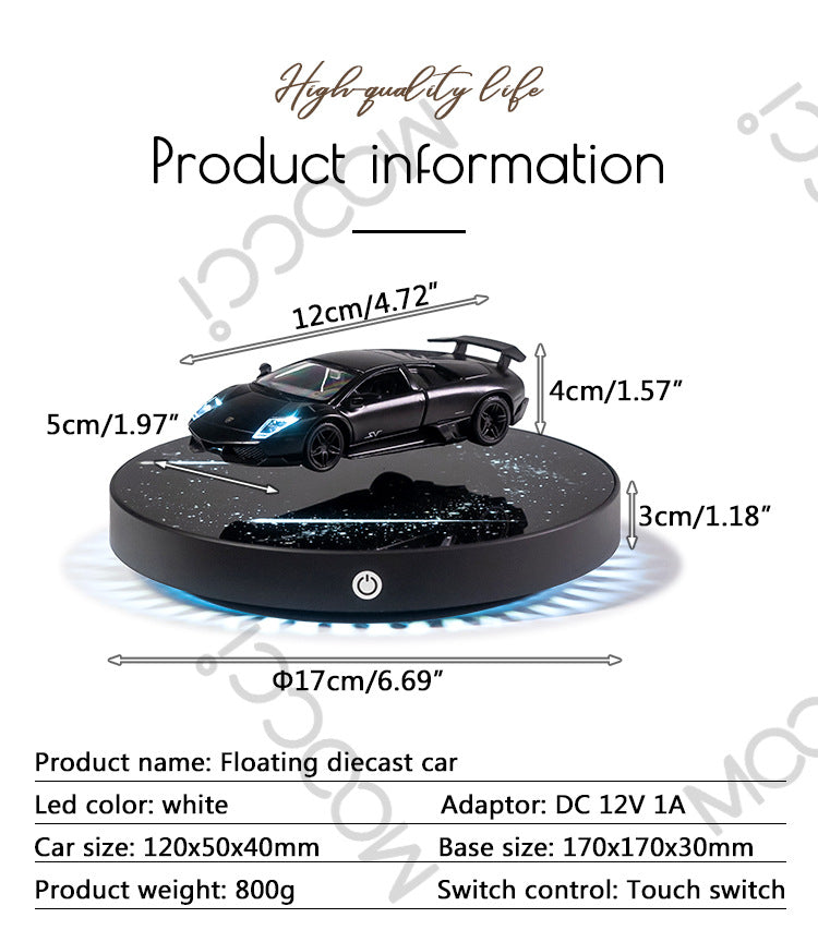 Movessira® Magnetic Floating Diecast Car Vehicle with LED 1:36 scale