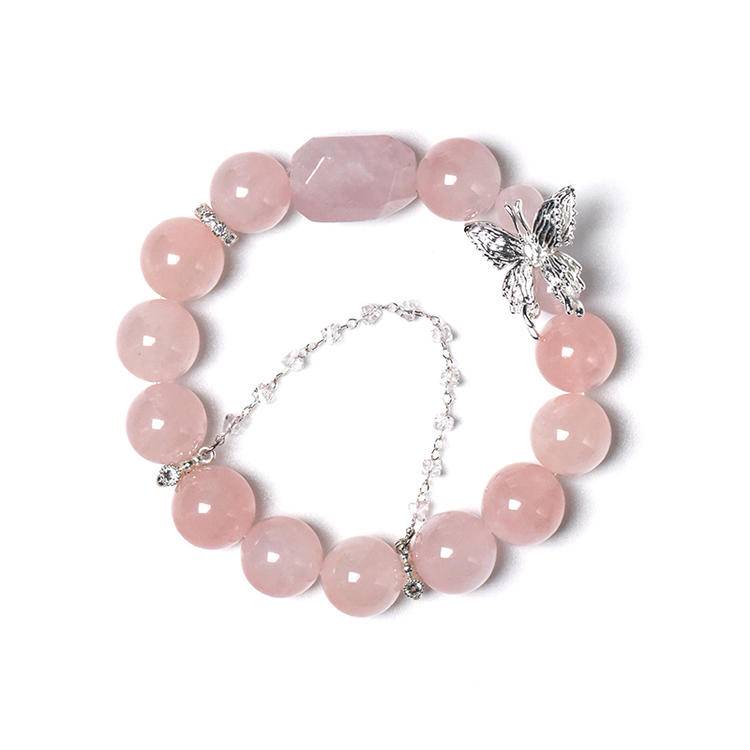 Movessira® Love Wings Bracelet – Rose Quartz & Butterfly Charm