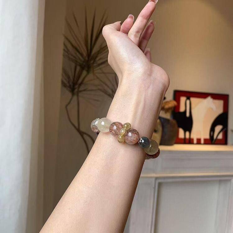 Movessira® Cosmic Guardian Bracelet – Amethyst Phantom, Rutilated Quartz & Black Golden Super Seven