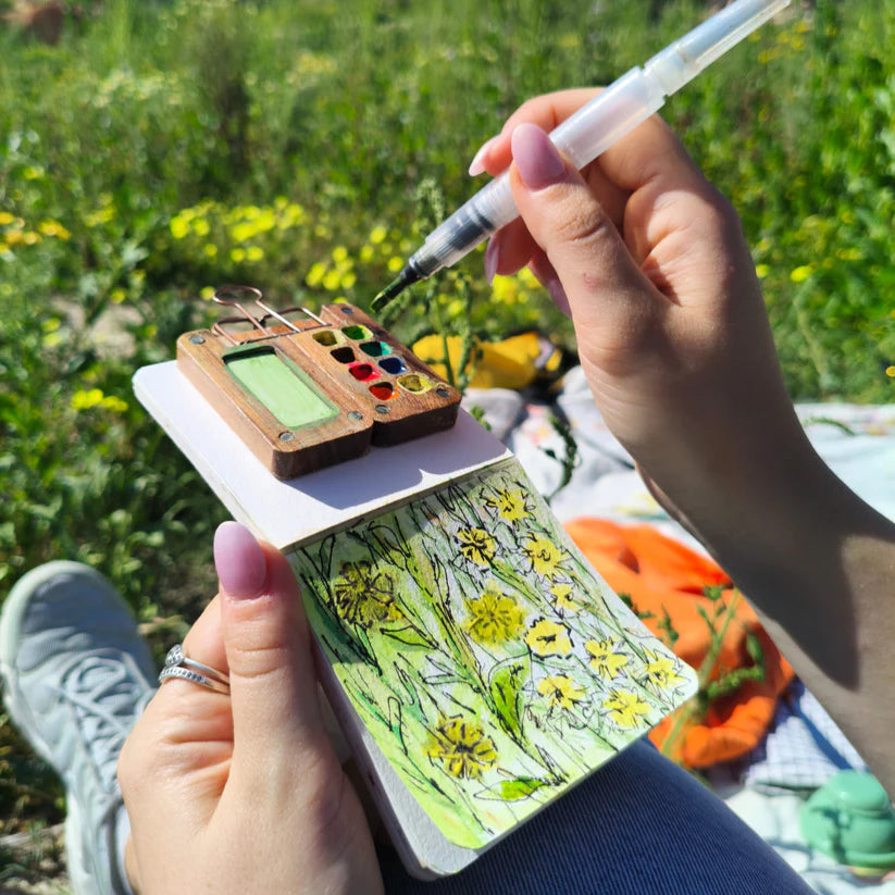 movessira™ Walnut Mini Watercolor Travel Set