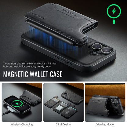 Movessira 2 in 1 Magnetic Leather Wallet Case for iPhone