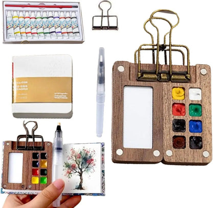 movessira™ Walnut Mini Watercolor Travel Set