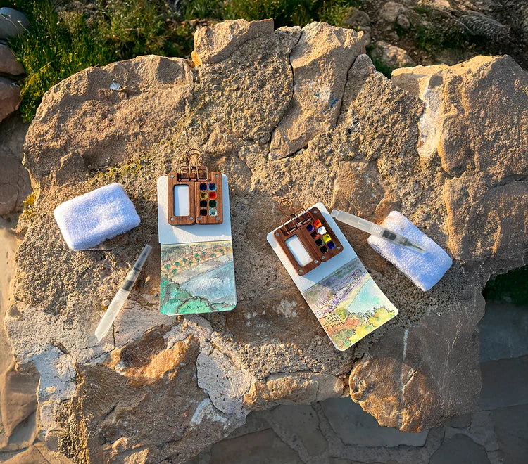 movessira™ Walnut Mini Watercolor Travel Set
