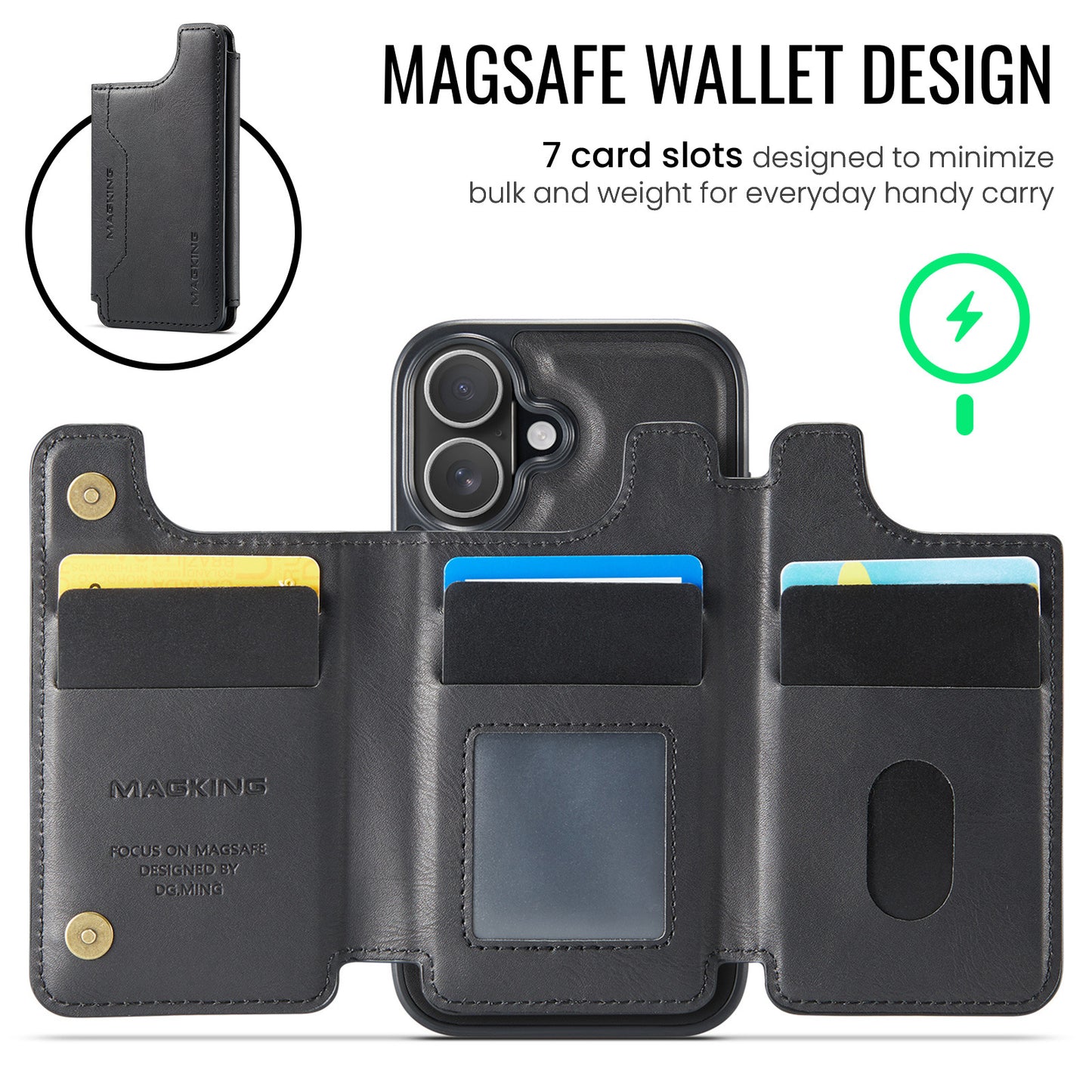 Movessira 2 in 1 Magnetic Leather Wallet Case for iPhone