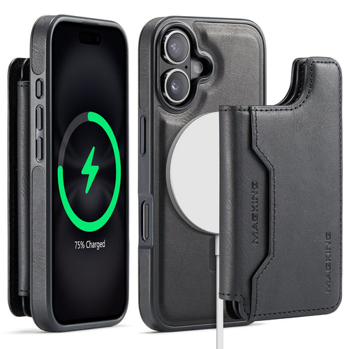 Movessira 2 in 1 Magnetic Leather Wallet Case for iPhone