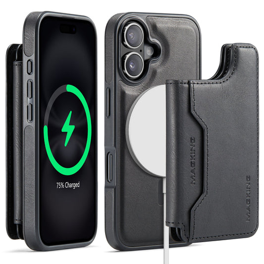 Movessira 2 in 1 Magnetic Leather Wallet Case for iPhone