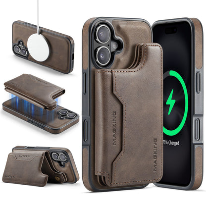 Movessira 2 in 1 Magnetic Leather Wallet Case for iPhone