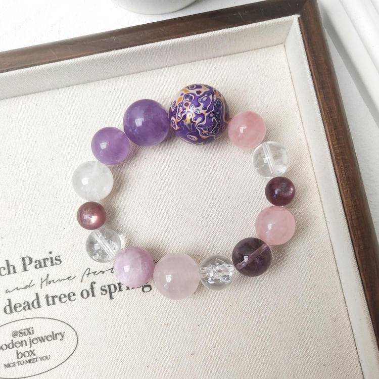 Movessira® Eternal Aura Bracelet – Rose Quartz & Amethyst Multi-Gem Harmony