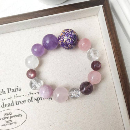 Movessira® Eternal Aura Bracelet – Rose Quartz & Amethyst Multi-Gem Harmony