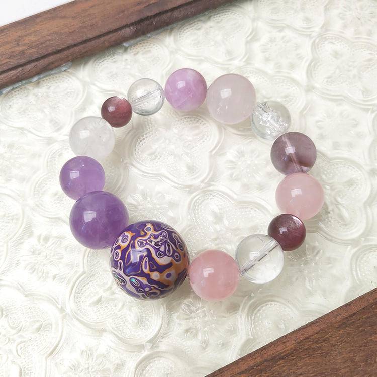 Movessira® Eternal Aura Bracelet – Rose Quartz & Amethyst Multi-Gem Harmony