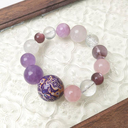Movessira® Eternal Aura Bracelet – Rose Quartz & Amethyst Multi-Gem Harmony