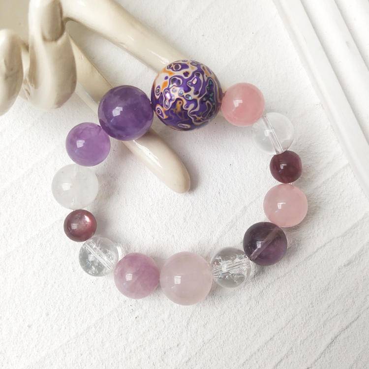 Movessira® Eternal Aura Bracelet – Rose Quartz & Amethyst Multi-Gem Harmony