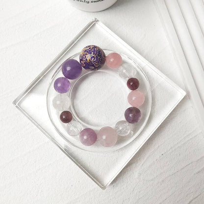 Movessira® Eternal Aura Bracelet – Rose Quartz & Amethyst Multi-Gem Harmony