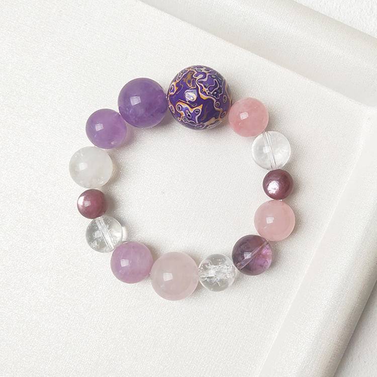 Movessira® Eternal Aura Bracelet – Rose Quartz & Amethyst Multi-Gem Harmony