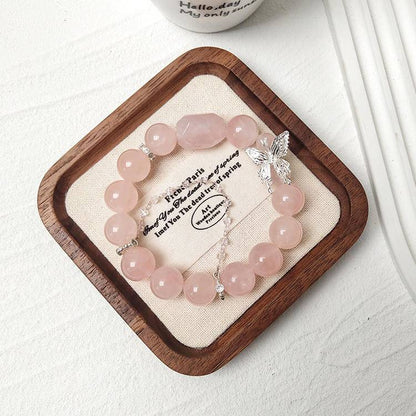 Movessira® Love Wings Bracelet – Rose Quartz & Butterfly Charm