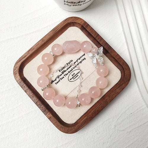 Movessira® Love Wings Bracelet – Rose Quartz & Butterfly Charm