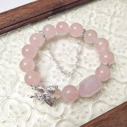 Movessira® Love Wings Bracelet – Rose Quartz & Butterfly Charm