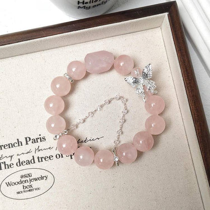 Movessira® Love Wings Bracelet – Rose Quartz & Butterfly Charm