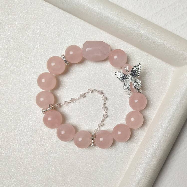 Movessira® Love Wings Bracelet – Rose Quartz & Butterfly Charm