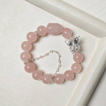 Movessira® Love Wings Bracelet – Rose Quartz & Butterfly Charm