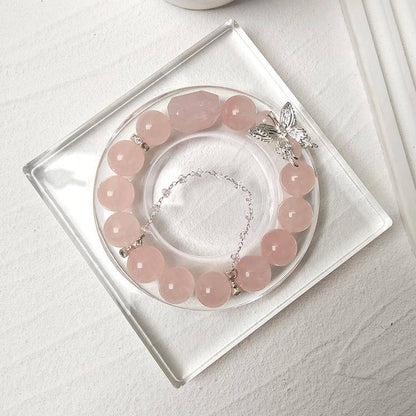 Movessira® Love Wings Bracelet – Rose Quartz & Butterfly Charm