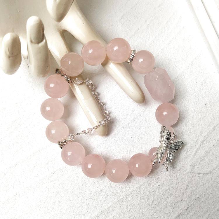 Movessira® Love Wings Bracelet – Rose Quartz & Butterfly Charm