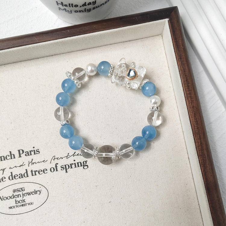 Movessira® Aquabear Bracelet – Aquamarine & Clear Quartz