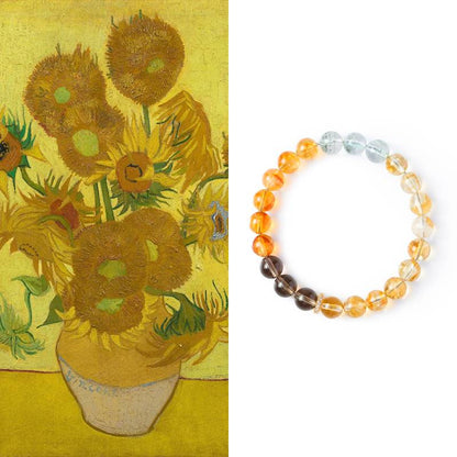 Movessira® Van Gogh Sunflower Bracelet – Citrine, Smoky Quartz & Green Phantom