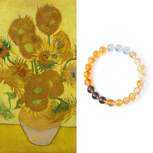 Movessira® Van Gogh Sunflower Bracelet – Citrine, Smoky Quartz & Green Phantom