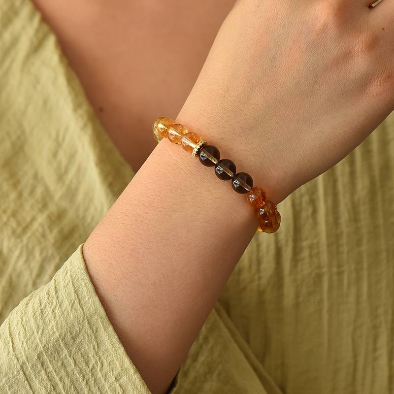 Movessira® Van Gogh Sunflower Bracelet – Citrine, Smoky Quartz & Green Phantom