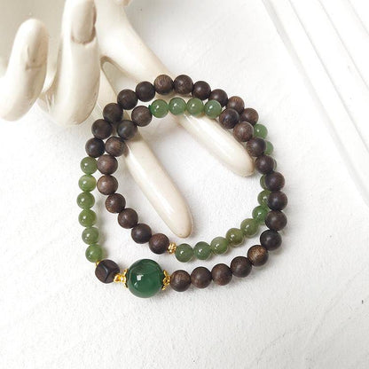 Movessira® Tranquil Balance Bracelet – Jade & Agarwood Double Wrap