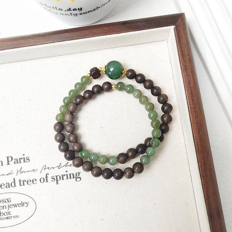 Movessira® Tranquil Balance Bracelet – Jade & Agarwood Double Wrap