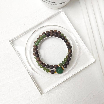 Movessira® Tranquil Balance Bracelet – Jade & Agarwood Double Wrap