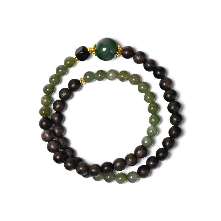 Movessira® Tranquil Balance Bracelet – Jade & Agarwood Double Wrap