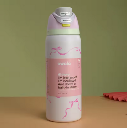 Movessira® Insulated Stainless Steel Water Bottle with Straw-32oz