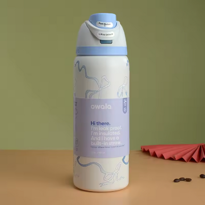 Movessira® Insulated Stainless Steel Water Bottle with Straw-32oz