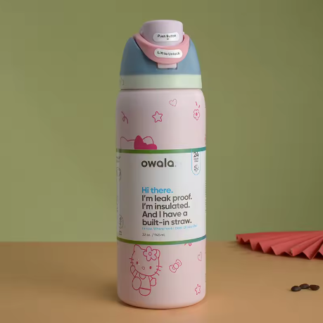 Movessira® Insulated Stainless Steel Water Bottle with Straw-32oz