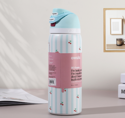 Movessira® Insulated Stainless Steel Water Bottle with Straw-32oz