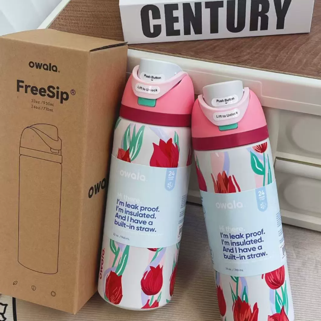 Movessira® Insulated Stainless Steel Water Bottle with Straw-32oz