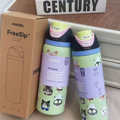 Movessira® Insulated Stainless Steel Water Bottle with Straw-32oz