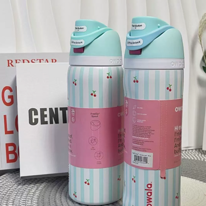 Movessira® Insulated Stainless Steel Water Bottle with Straw-32oz