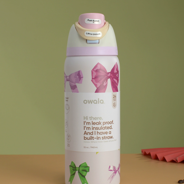 Movessira® Insulated Stainless Steel Water Bottle with Straw-32oz