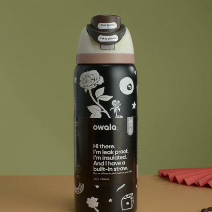 Movessira® Insulated Stainless Steel Water Bottle with Straw-32oz