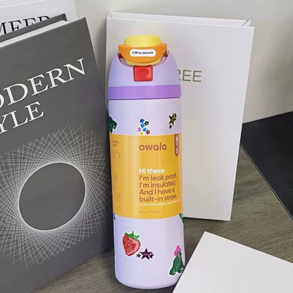 Movessira® Insulated Stainless Steel Water Bottle with Straw-32oz