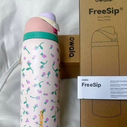 Movessira® Insulated Stainless Steel Water Bottle with Straw-32oz