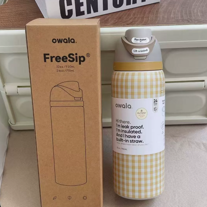 Movessira® Insulated Stainless Steel Water Bottle with Straw-32oz