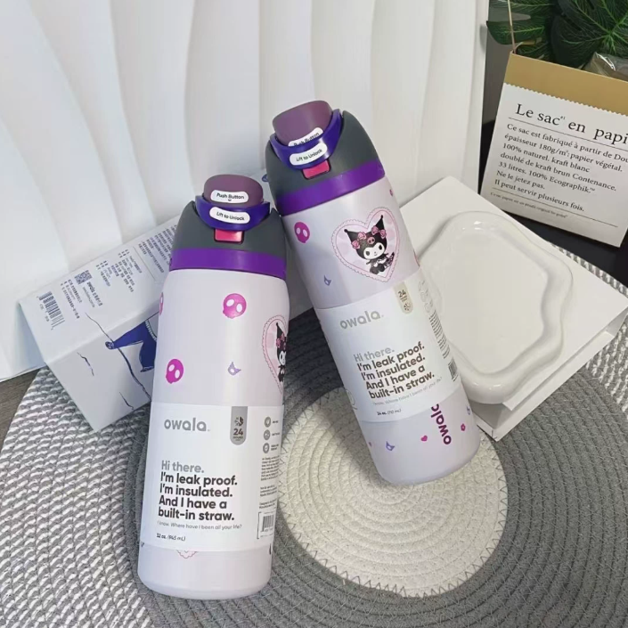 Movessira® Insulated Stainless Steel Water Bottle with Straw-32oz